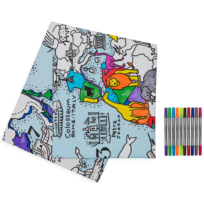 World Map Colour And Learn Tablecloth