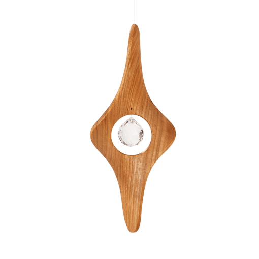 Wooden Sun Catcher Hanging Mobile Waldorf Inspired - Spiral with Crystal - My Playroom 