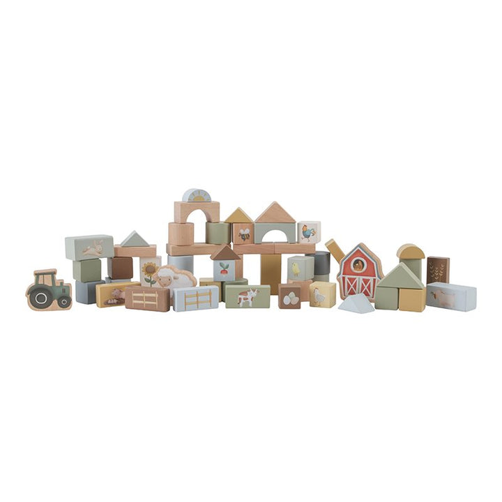 Little Dutch Wooden Farm Building Block Set Developmental Toy 50pc 2yrs+
