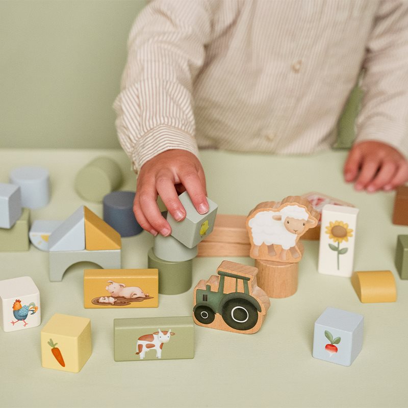 Little Dutch Wooden Farm Building Block Set Developmental Toy 50pc 2yrs+