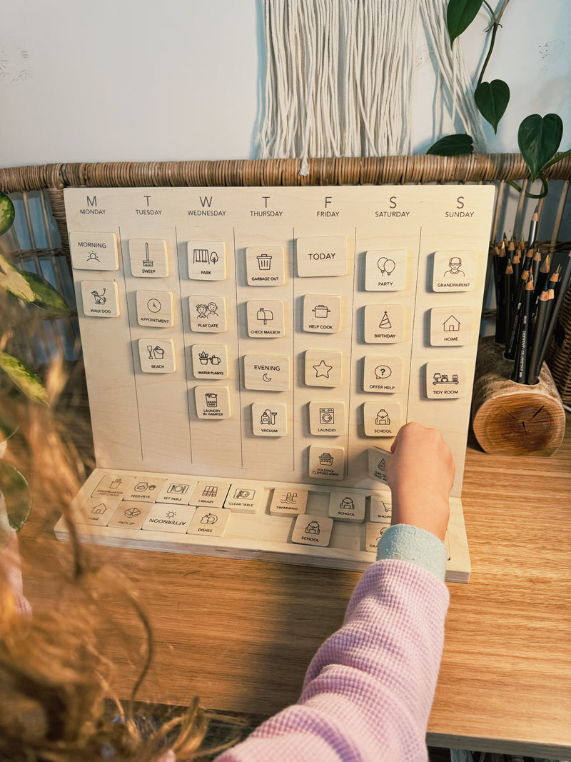 Second Scout Wooden Calendar Wooden Planner Little Agenda Developmental for Toddlers Gift Idea Best Seller 3yrs+