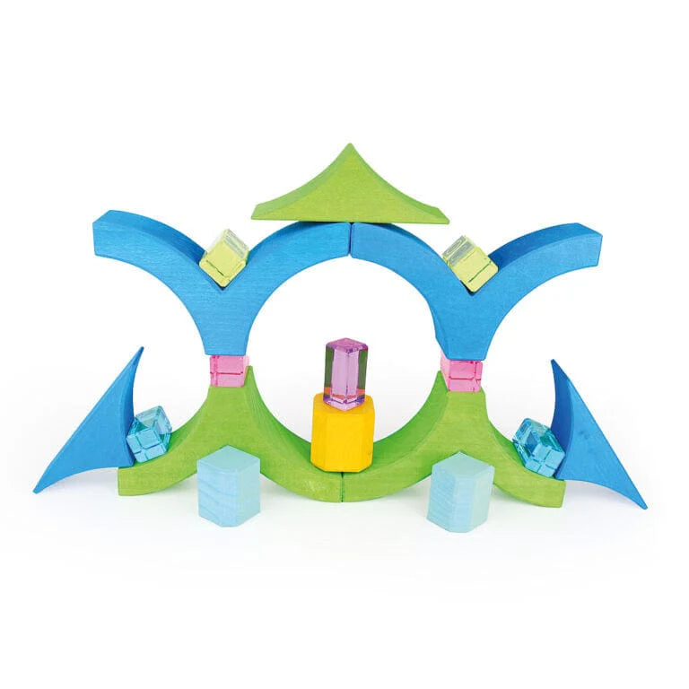 Bauspiel Luminous Building Blocks Pastel 12 Piece STEM Wooden Toys 3yrs+