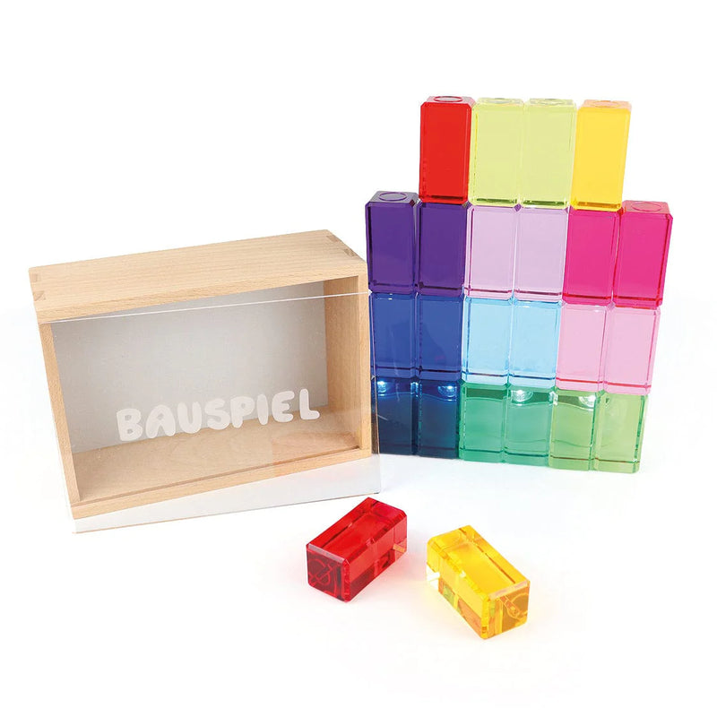 Bauspiel Luminous Building Blocks 24 Piece STEM Wooden Toys 3yrs+