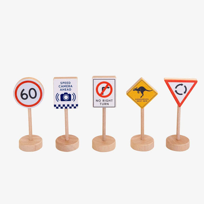 Make Me Iconic Australian Road Signs Set of 5 Double Sided 10cm Toddler Toys Best Seller 2yrs+