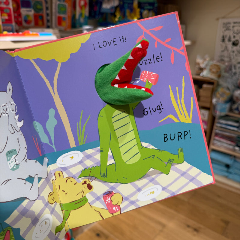 Crocodile’s Burp! Finger Puppet Book (Board Book) by Emma Trithart