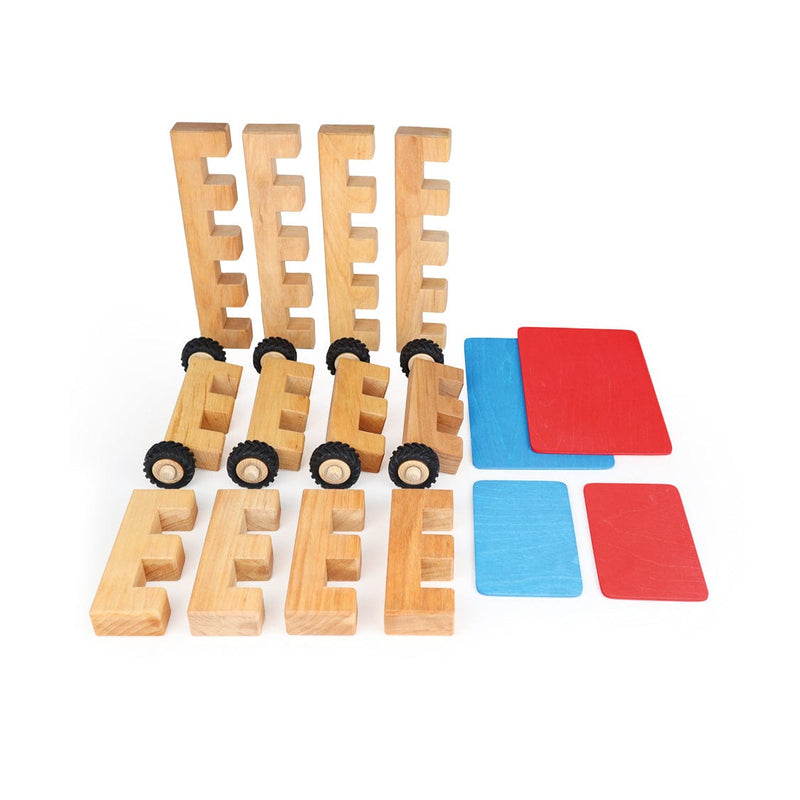 Bauspiel Wheel Kit 16 Piece STEM Wooden Toys Building Blocks Clearance 3yrs+
