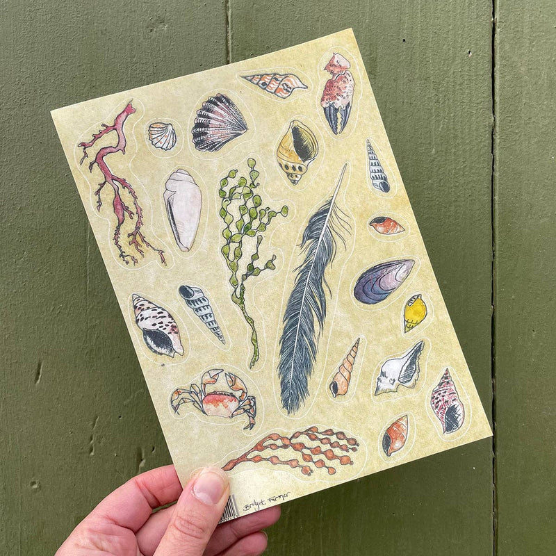 Bridget Farmer Printmaker Australian Beach Sticker Sheet A5 Art and craft for kids