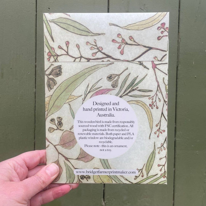 Bridget Farmer Printmaker Laughing Kookaburra Wooden Standing Bird Figurine Ornament