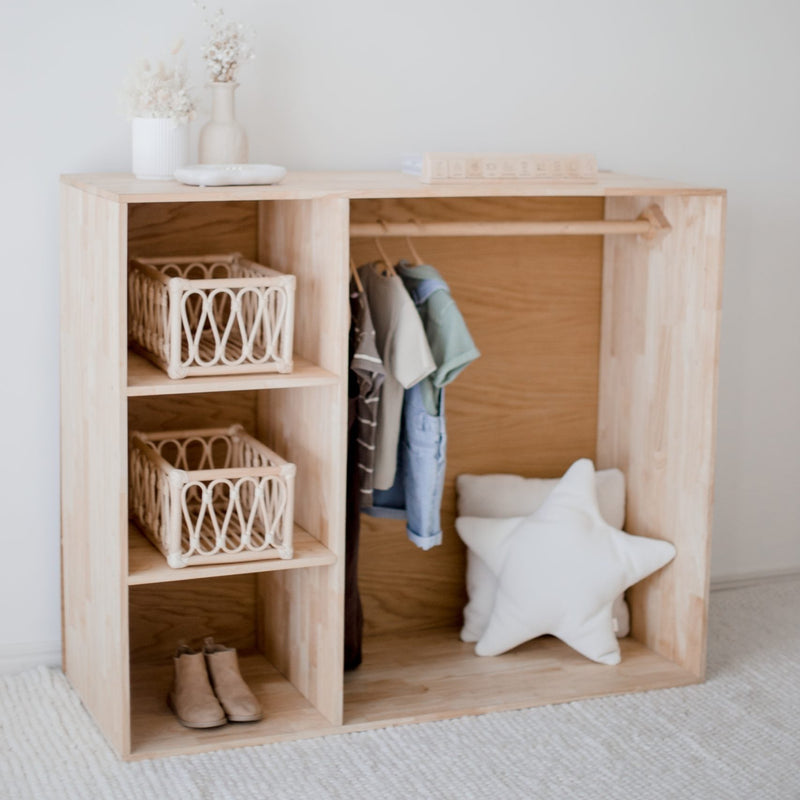 Qtoys Montessori Inspired Wardrobe 120cm (L) x45cm (W)x100cm (H) Kids Storage Furniture