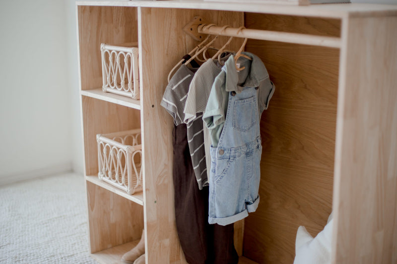 Qtoys Montessori Inspired Wardrobe 120cm (L) x45cm (W)x100cm (H) Kids Storage Furniture