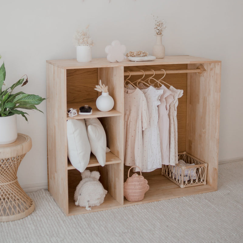 Qtoys Montessori Inspired Wardrobe 120cm (L) x45cm (W)x100cm (H) Kids Storage Furniture