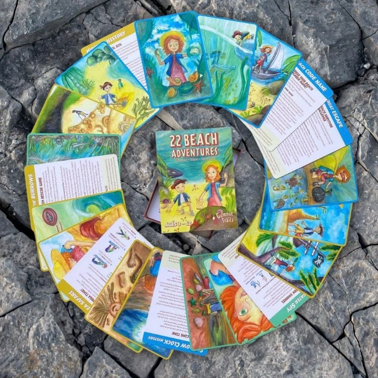 Beach Adventures Cards for Seaside Explorer 22pcs by Gumnut Trails Missions, Games and Story Cards Outdoor Travel Toys Storytelling 3yrs+