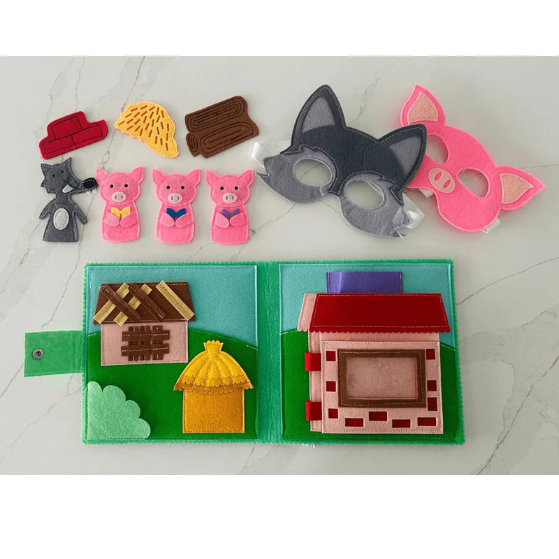 Wondertivity 3 Little Pigs Fabric Activity Book Kids Interactive Book Travel Toys 3yrs+