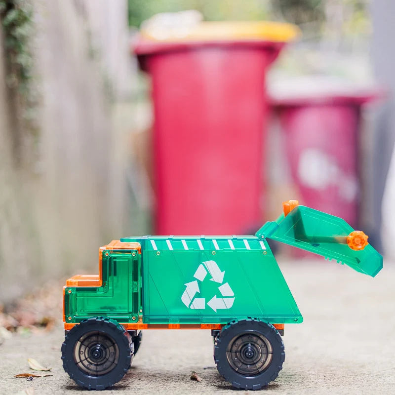 TileTek Mega Recycling Truck 14 Piece Set by Learn and Grow Toys Magnetic Tiles Toy Car 3yrs+