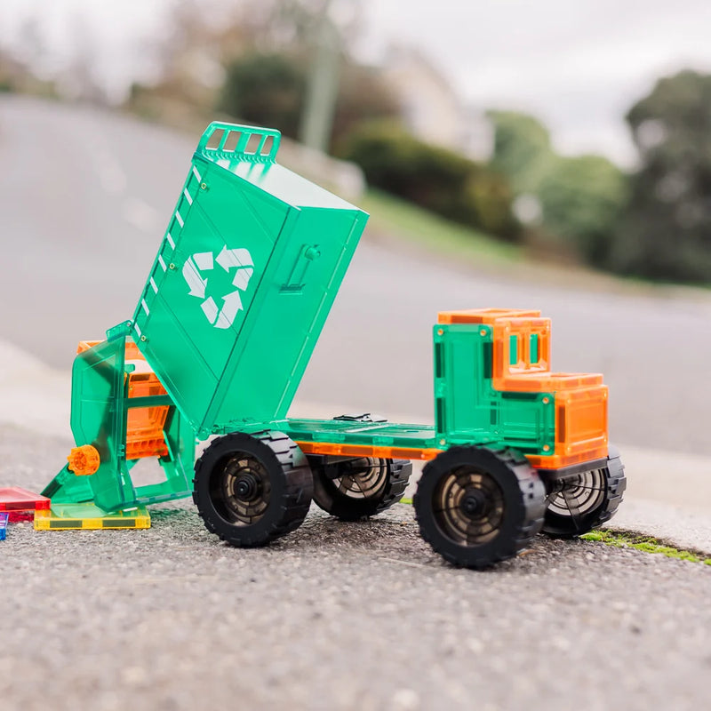 TileTek Mega Recycling Truck 14 Piece Set by Learn and Grow Toys Magnetic Tiles Toy Car 3yrs+
