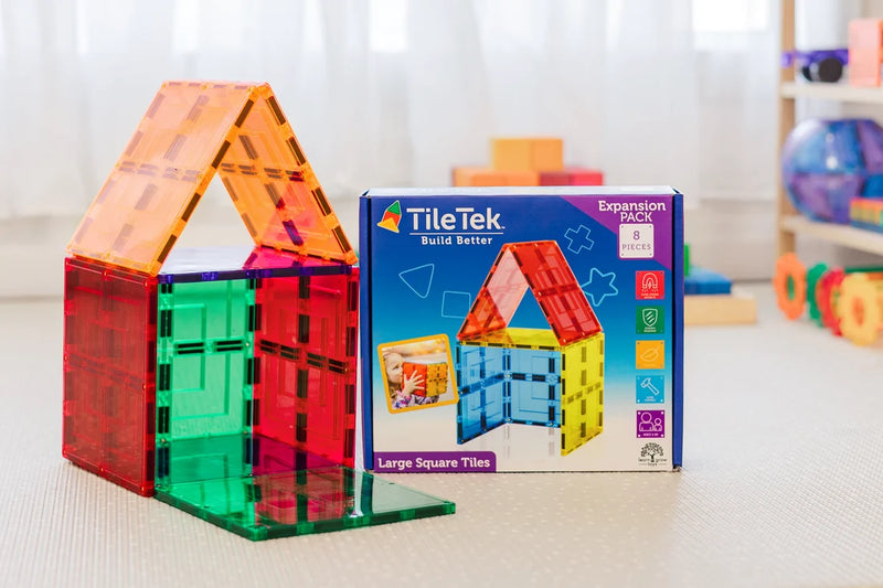 Learn and Grow Toys Magnetic Large Square 8 Piece Pack by Tile Tek Magnetic Tiles 3yrs+