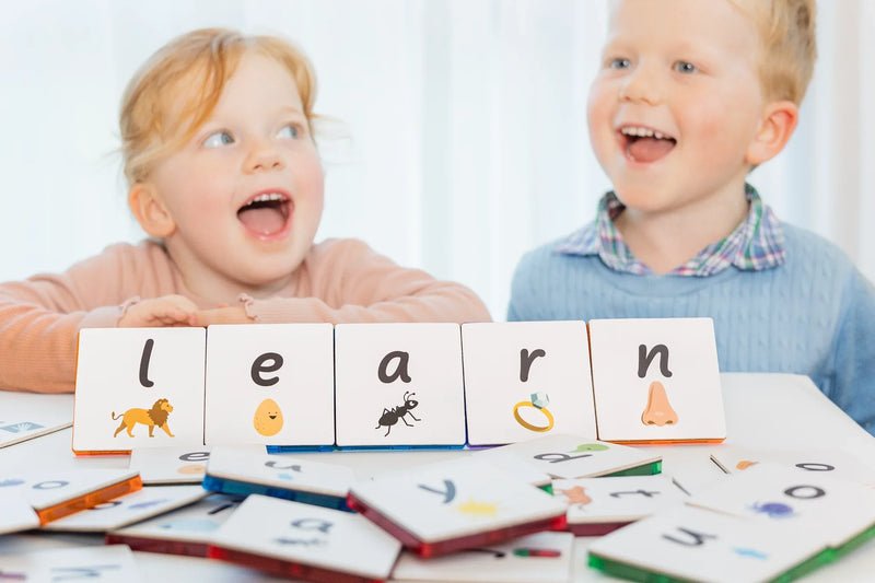 Learn and Grow Toys Magnetic Tiles Topper Alphabet Lower Case Pack 40 Piece Cognitive Language Early Literacy Phonics Best Seller 3yrs+