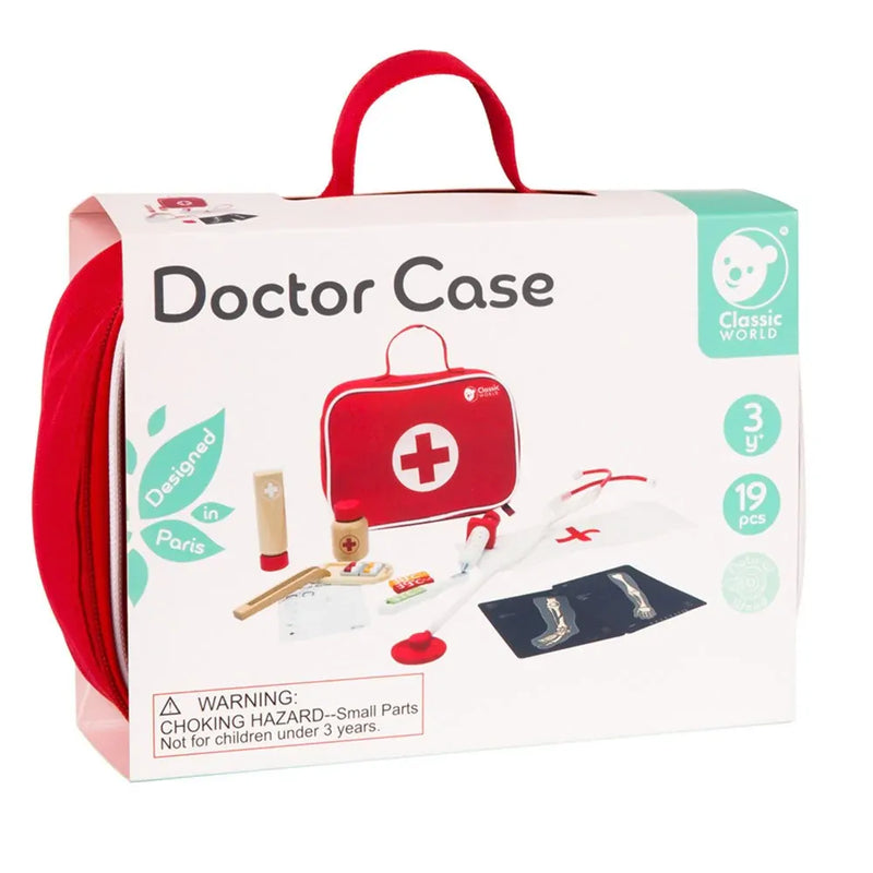 Wooden Doctor Case Set 19pcs By Classic World Occupation Pretend and Imaginative Play 3yrs+