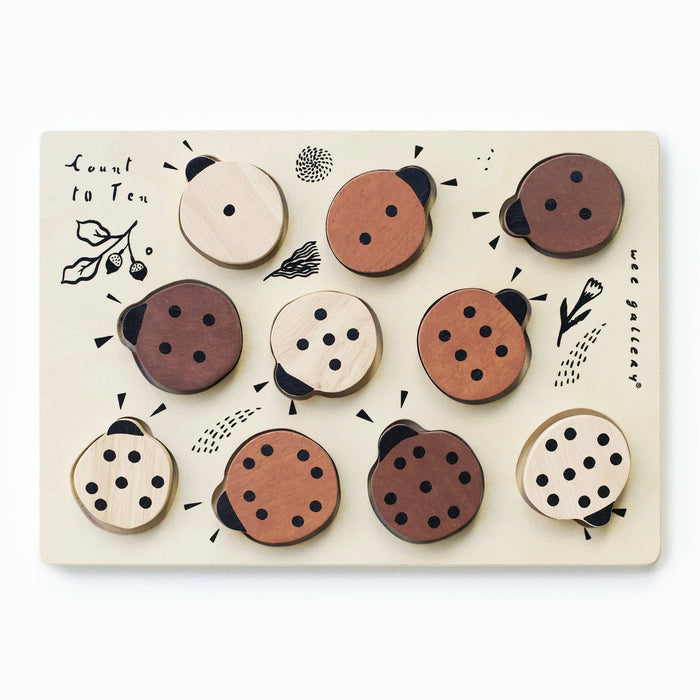 Wee Gallery Wooden Tray Puzzle Count to 10 Ladybugs 4yrs+