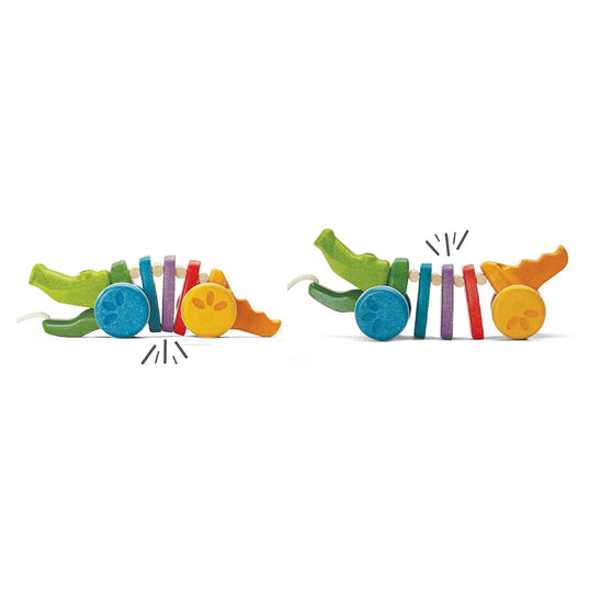 PlanToys Rainbow Pull Along Alligator Toddler Toys 12m+