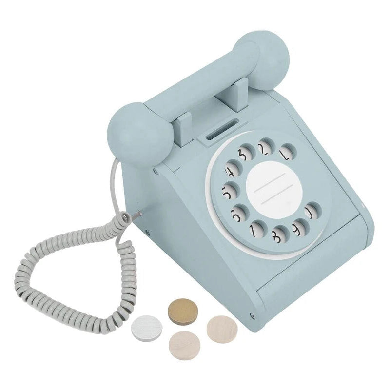 Imagine That Wooden Rotary Telephone Aqua Green by Sassi Pretend and Imaginative Play 3yrs+