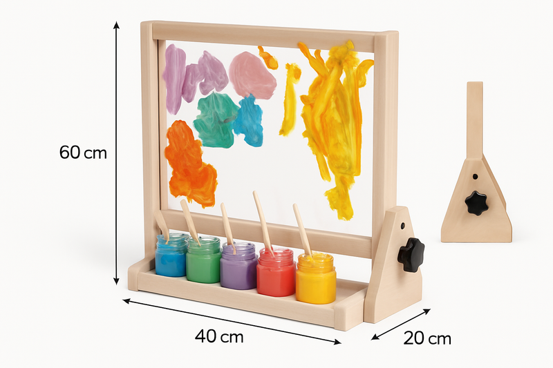 Qtoys Table Top Easel with Acrylic Board 4 in 1 Magnetic Whiteboard and Chalkboard Art and Craft for Kids 2yrs+