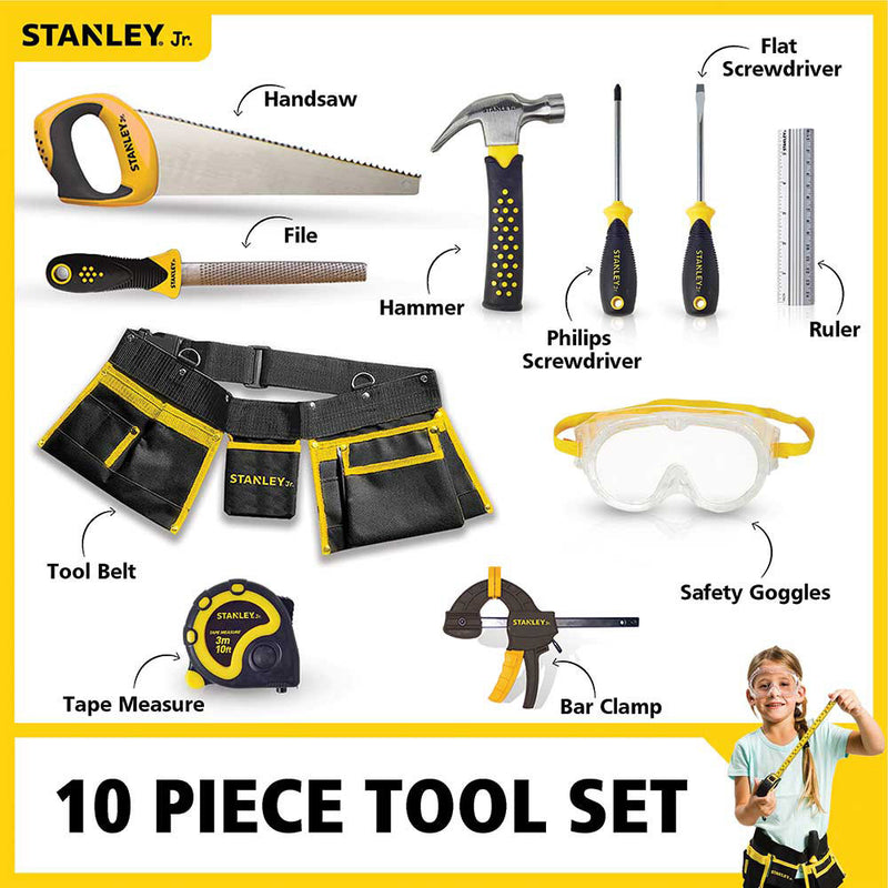 Stanley Jr Tool Kit Set 10pcs Fine Motor Skills Toys Early Science STEM Toys Construction 5yrs+