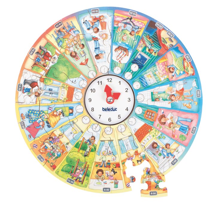 My Day Telling Time Wooden Learning Puzzle Beleduc XXL 50 Pieces 4yrs+