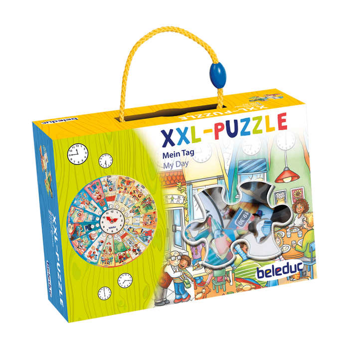 My Day Telling Time Extra Thick Wooden Learning Puzzle Beleduc XXL 50 Pieces 4yrs+