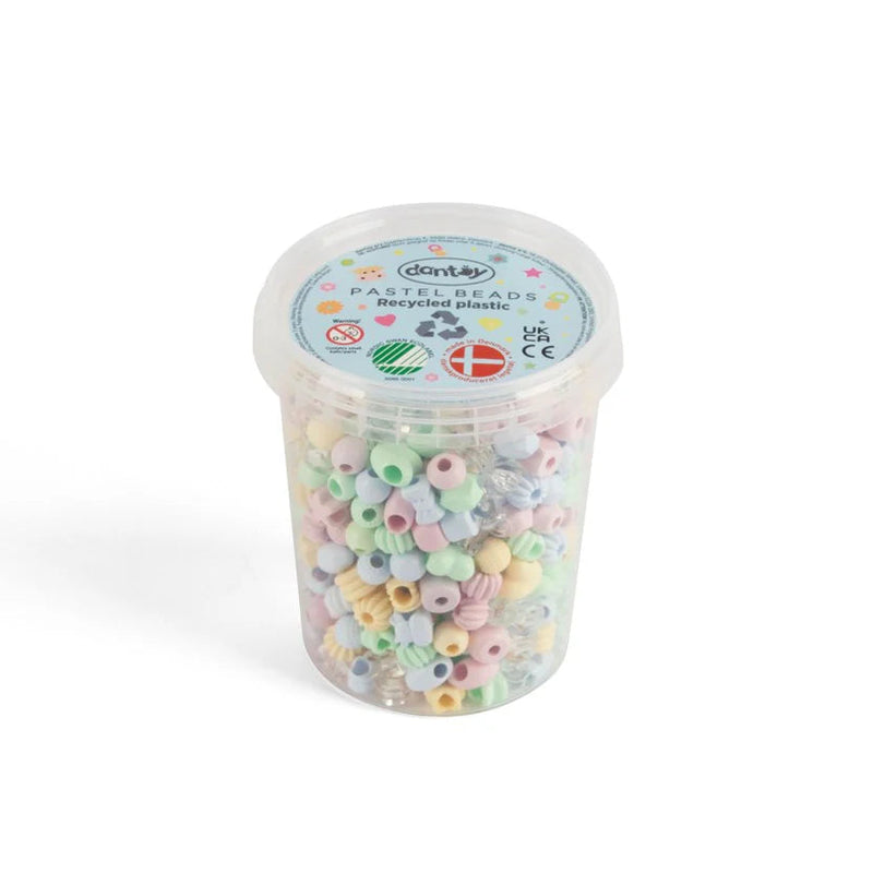 Dantoy Large Recycled Beads Pastel Colours 520pcs Art and Craft Loose Parts 3yrs+