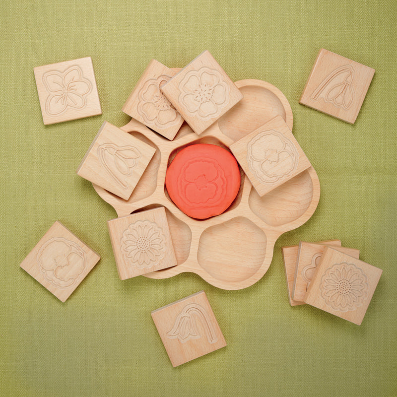 Yellow Door Match Me Wooden Sensory Flower Tiles 12pcs Art and Craft for Kids Playdough Sand Toys Sensory Toys 18m+