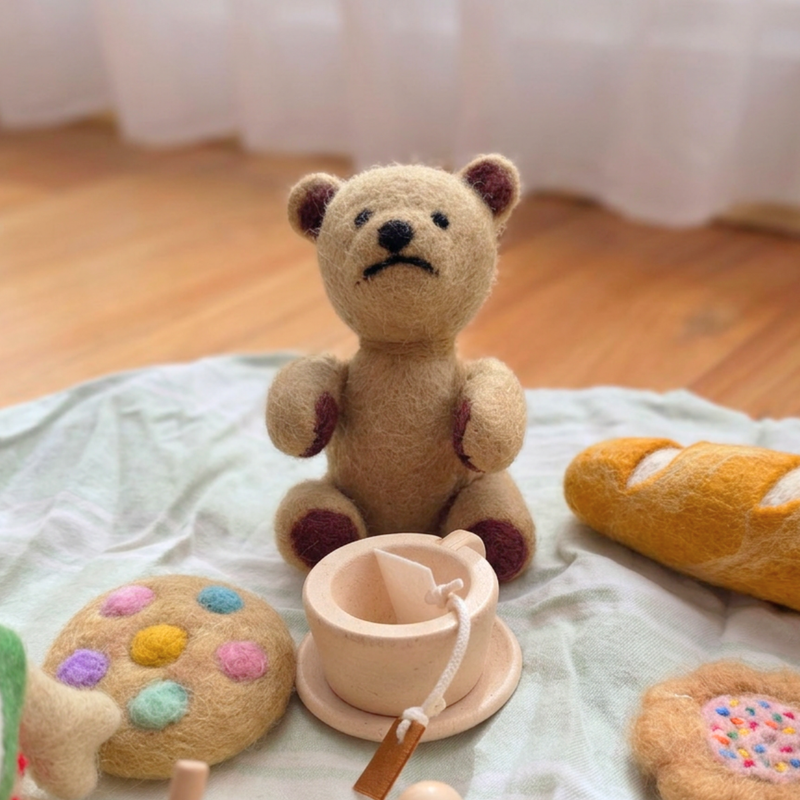 Tara Treasures Felt Little Ted 13cm Play School Pretend & Imaginative Play Toys 3yrs+