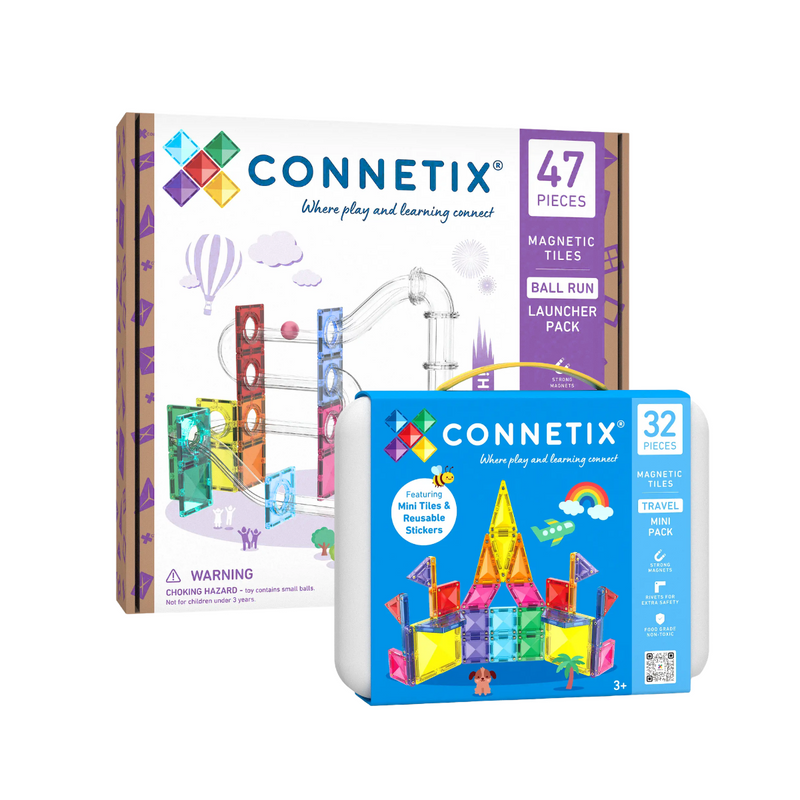 Connetix Tiles Ball Run Launcher and Travel Mini Pack 79 Piece Bundle Set NEW 2026 3yrs+