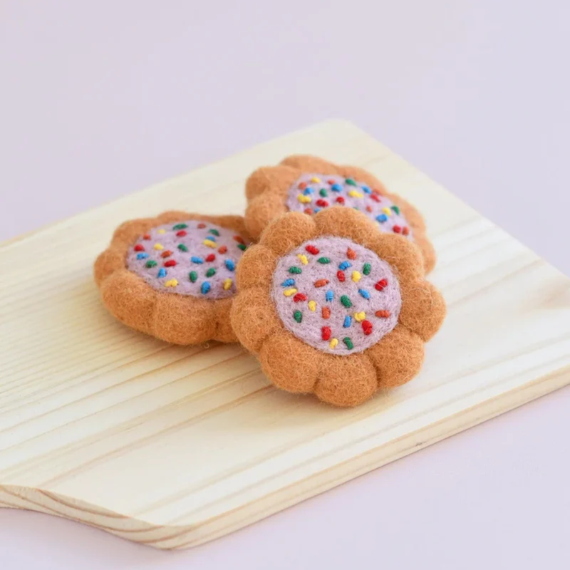 Tara Treasures Felt 100s and 1000s Biscuits Set of 3 Play Food Pretend and Imaginative Play Kitchen 3yrs+