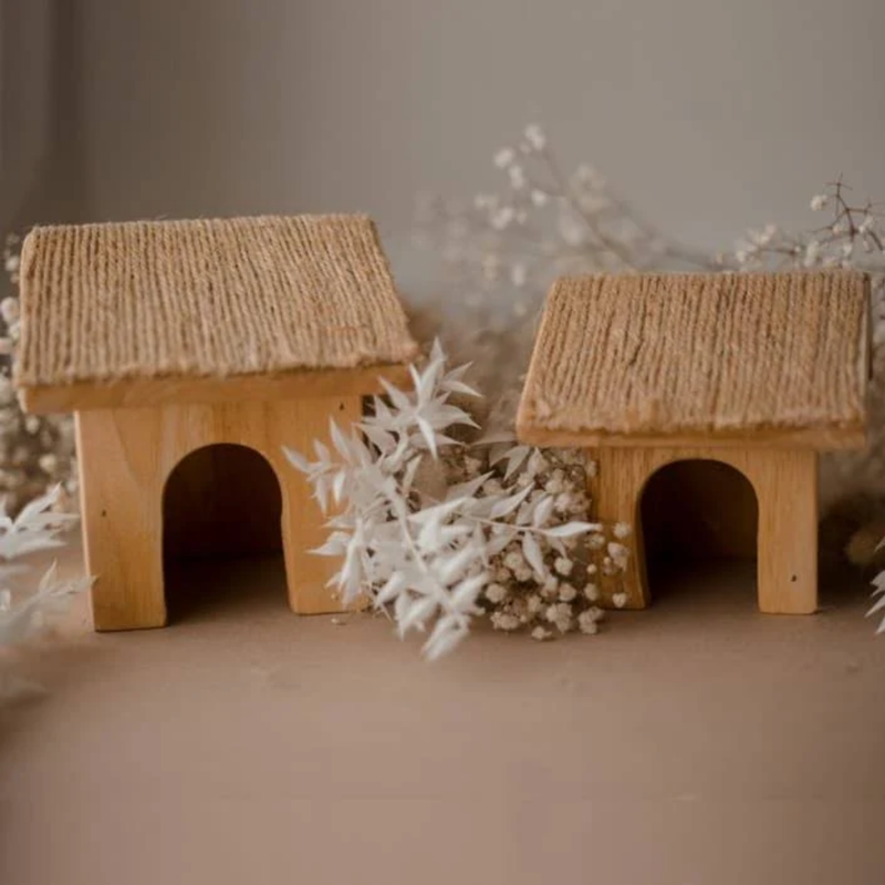 Qtoys Wooden Cottages Set of 2 Pretend & Imaginative Play 3yrs+