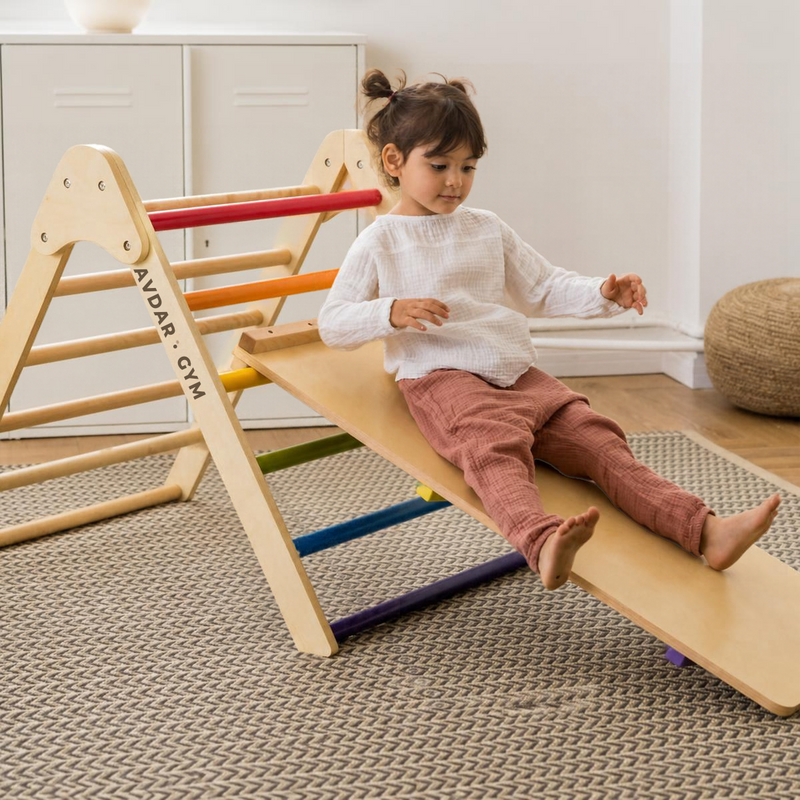 Wooden Climbing Gym Rainbow Triangle Set by Avdar Toys Kids Furniture for 18m+ (Furniture Shipping)