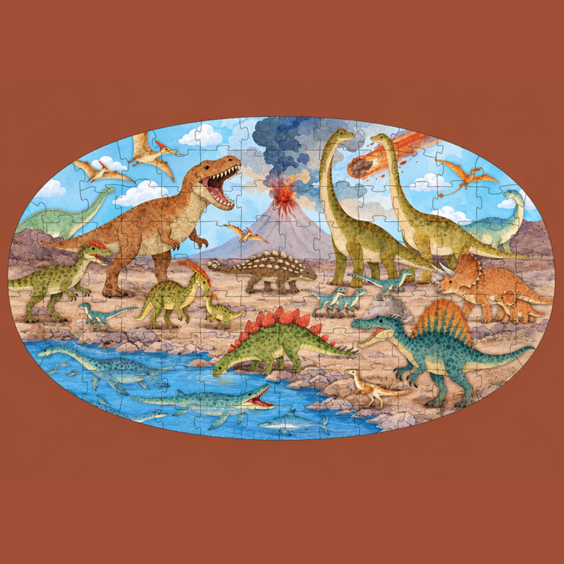 Glow in the Dark Day and Night Dinosaurs 100pc Puzzle and Book Set by Sassi Cognitive Developmental Toys Gifting Idea 5yrs+