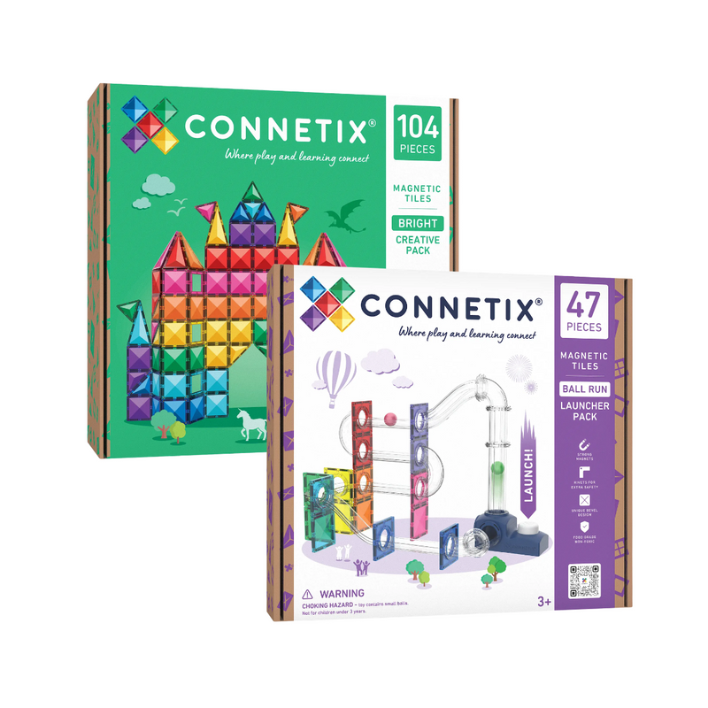 Connetix Tiles Bright Creative and Ball Launcher Pack 151 Piece New 2026 Bundle Set 3yrs+