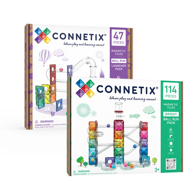 Connetix Tiles Bright Ball Run and Ball Run Launcher Pack 161 Piece Bundle Set NEW 2026 3yrs+