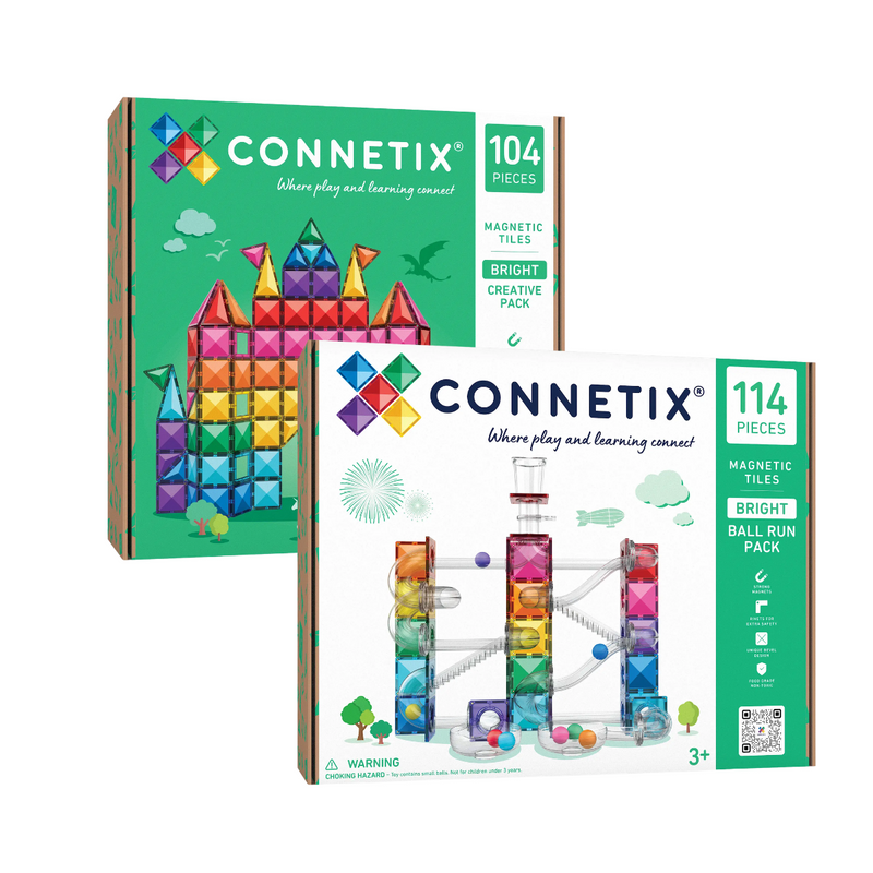 Connetix Tiles Bright Creative and Ball Run Pack 218 Piece Bundle Set NEW 2026 3yrs+