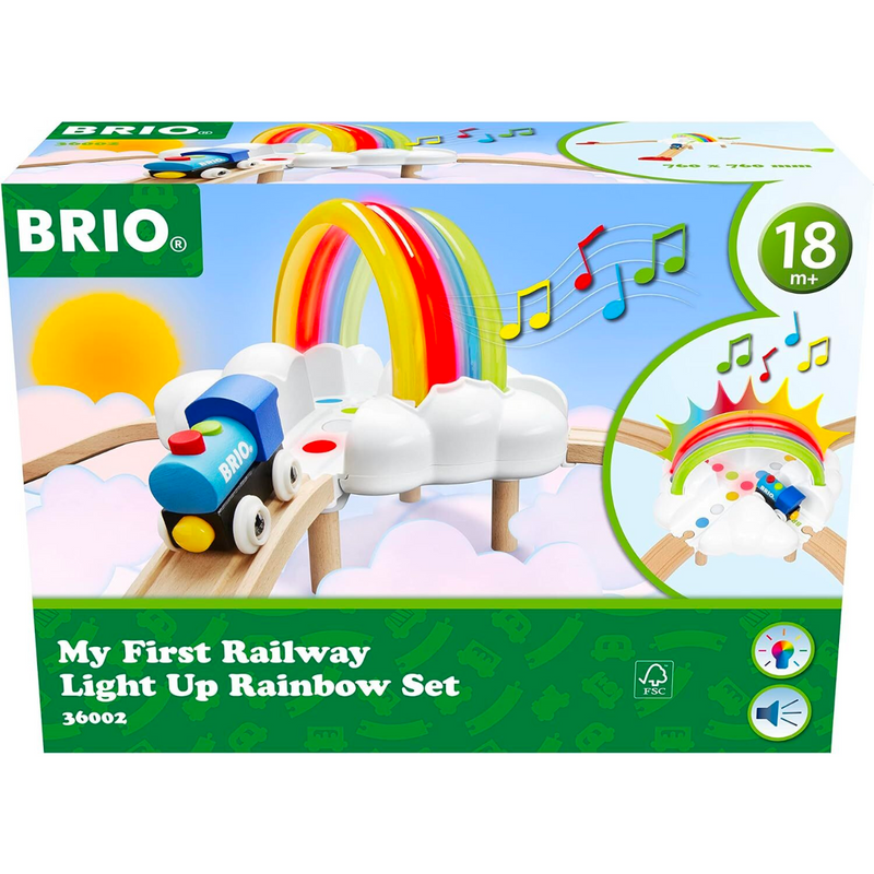 BRIO My First Railway Light Up Rainbow Set 11 Pieces With Light and Sound Toddler Toys Best Seller 18m+