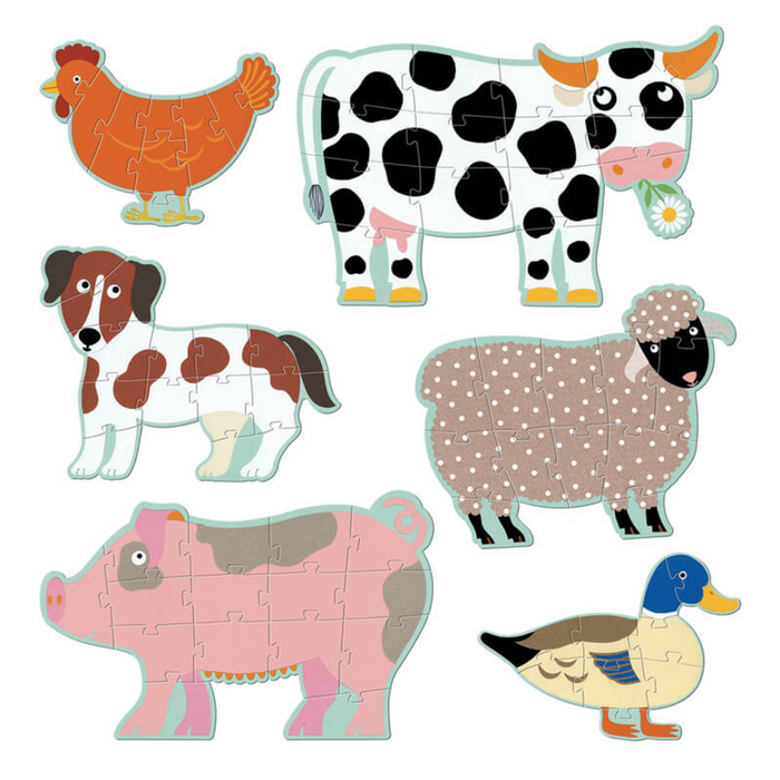 Djeco Farm Animal Giant Puzzle Set Clearance Honore and Friends 9,12,15pc 3yrs+