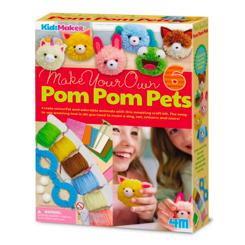 KidzMaker Make Your Own Pom Pom Pets Kit Art and Craft for kids 5yrs+