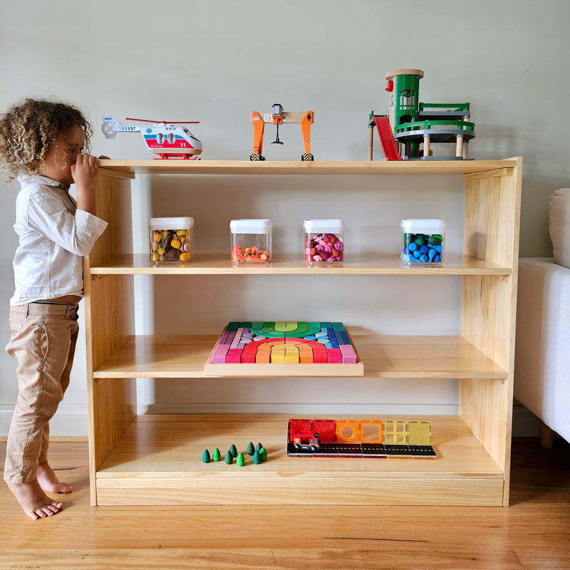 Montessori Pinewood 4 Tier Open Shelf Kid’s Book Shelf 40(D) x 120(L) x 100(H)cm Kids Furniture (Furniture Shipping) ETA DECEMBER