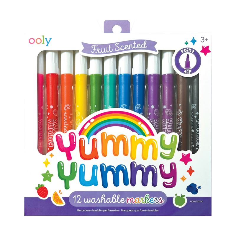 Ooly Yummy Yummy 12 Washable Fruit Scented Markers Point Tip Stationary Art and craft for kids 3yrs+