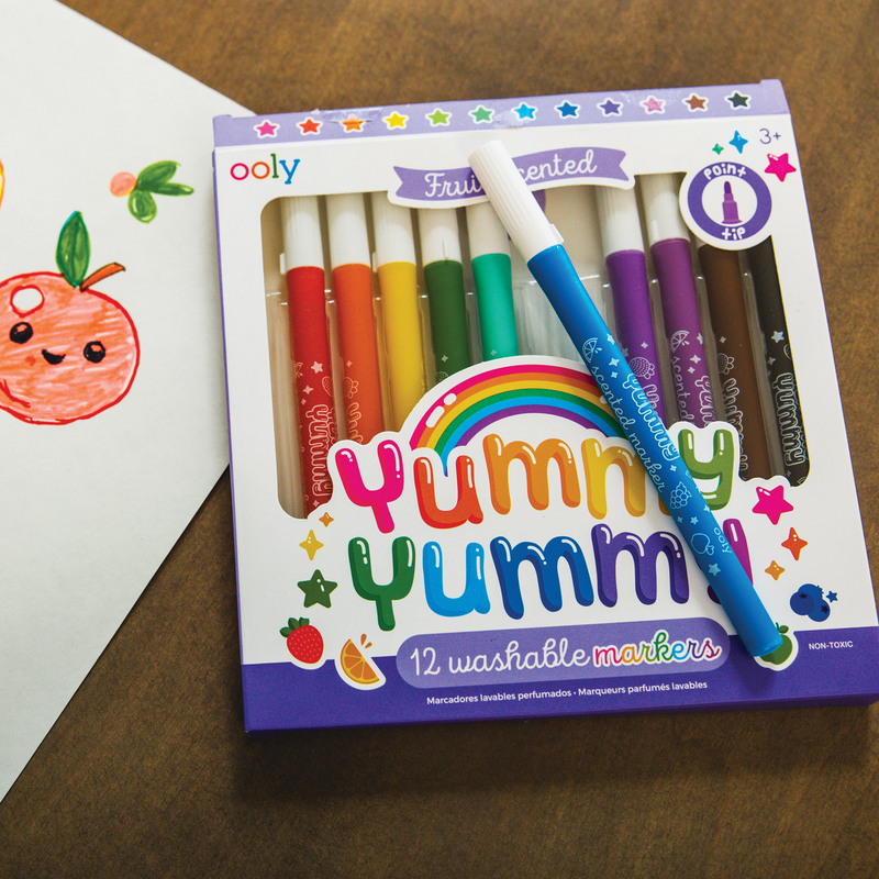 Ooly Yummy Yummy 12 Washable Fruit Scented Markers Point Tip Stationary Art and craft for kids 3yrs+