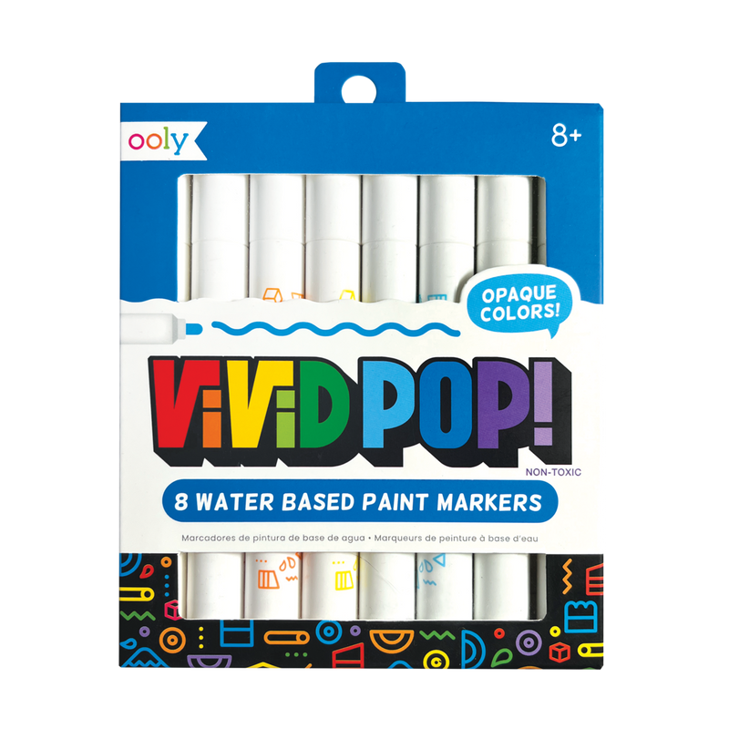 Ooly Vivid Pop 8 Opaque Water Based Acrylic Paint Markers Stationary Art and craft for kids 8yrs+