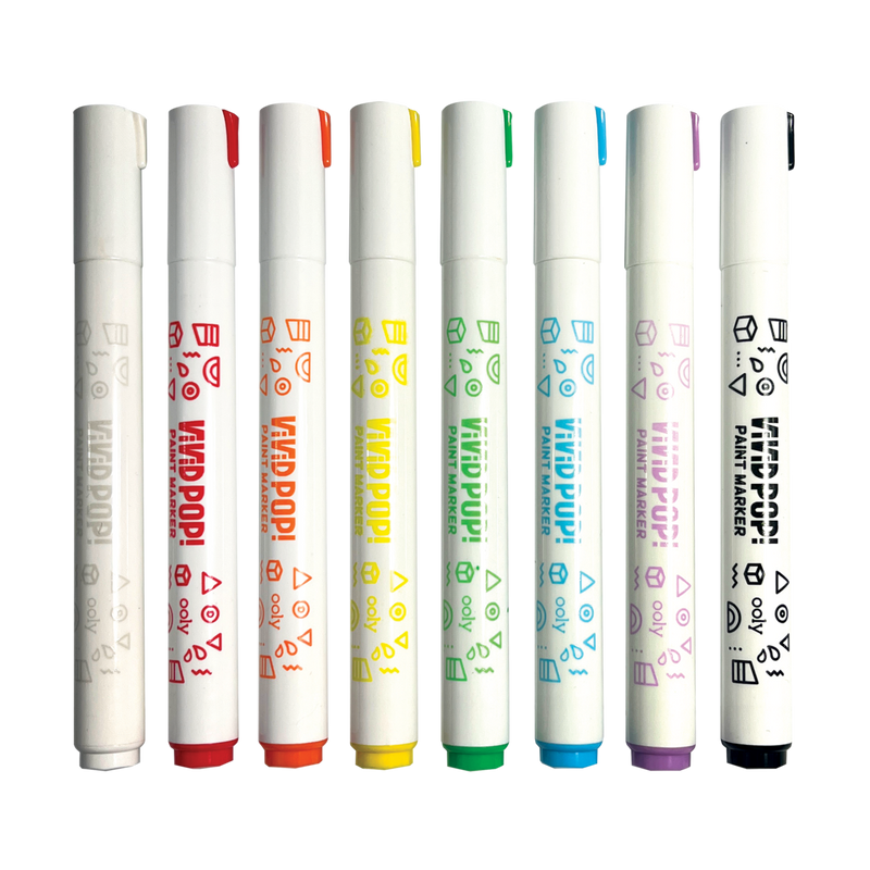 Ooly Vivid Pop 8 Opaque Water Based Acrylic Paint Markers Stationary Art and craft for kids 8yrs+