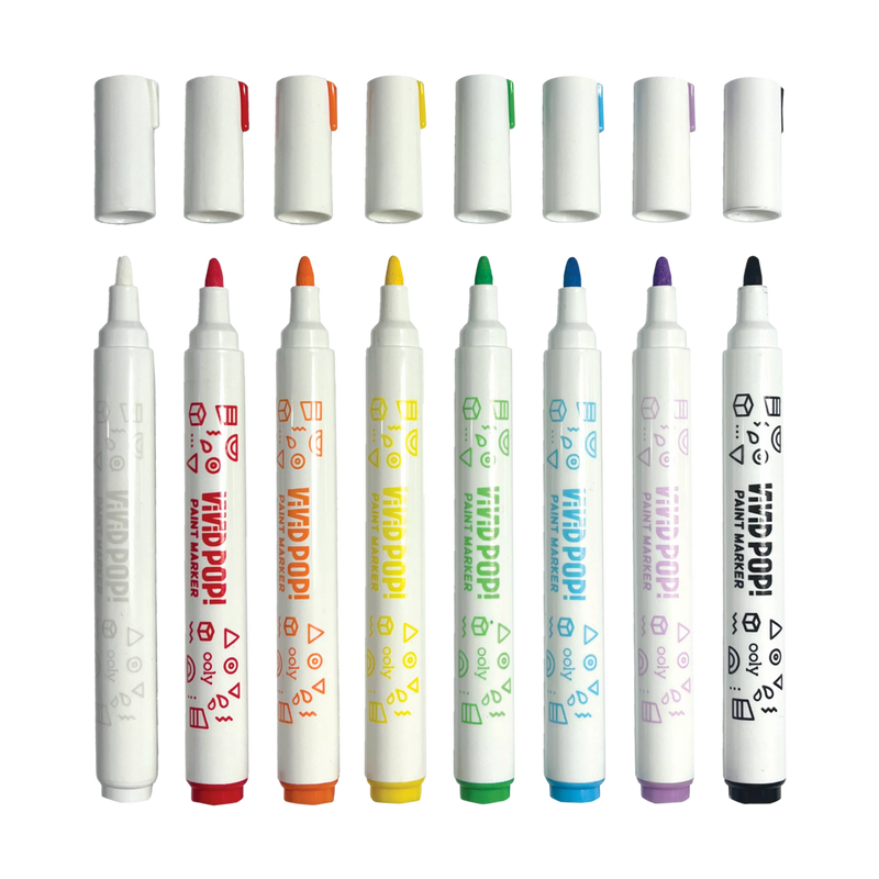 Ooly Vivid Pop 8 Opaque Water Based Acrylic Paint Markers Stationary Art and craft for kids 8yrs+