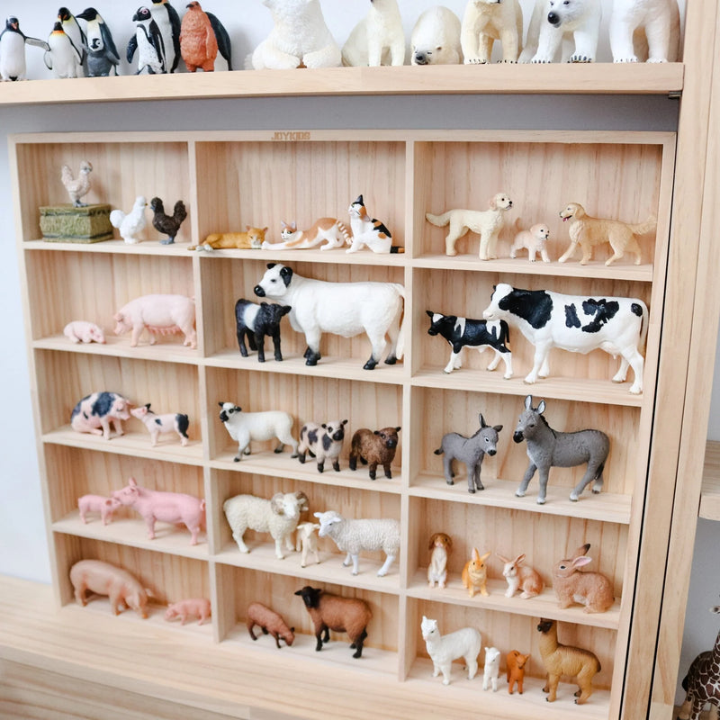 JoyKids Loose Parts and Animal Figures Display and Storage Unit Solid Pine Wood for Toddlers (bulky shipping) 12m+